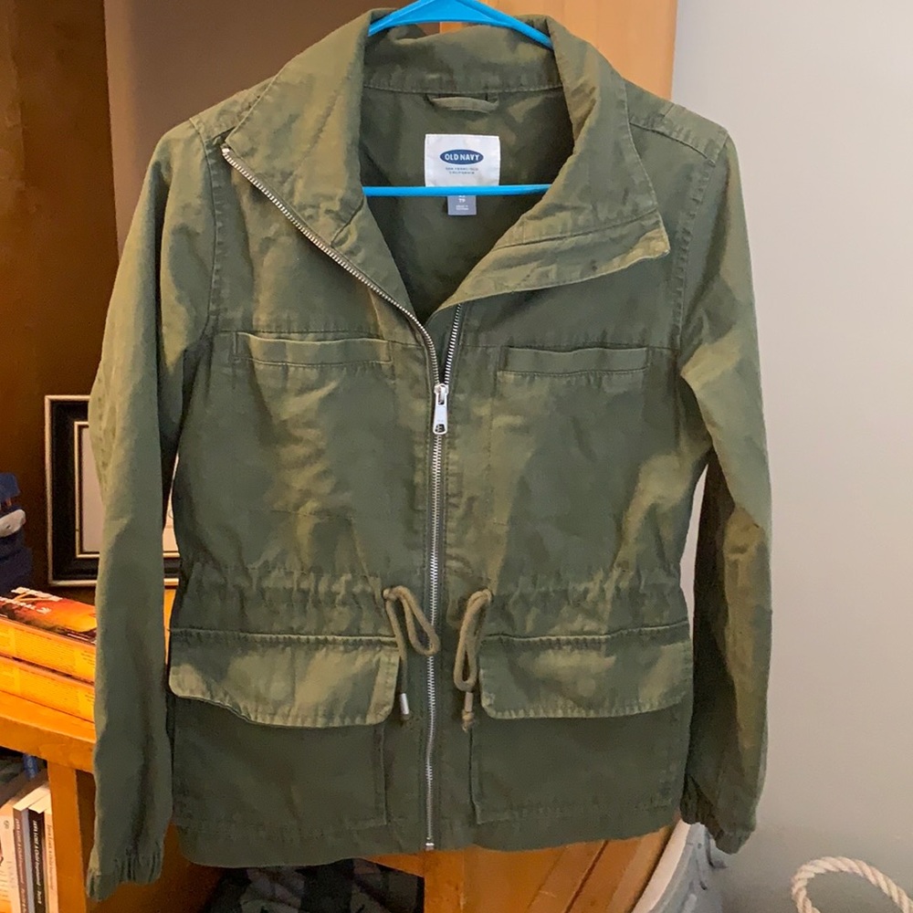 Xs old navy utility jacket.  Olive colored.